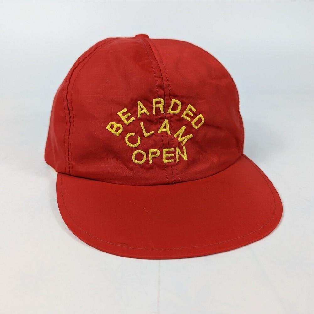 Funny Vintage Trucker Hat Cap Bearded Clam Open 1980s Red Gag Gift Party Hat